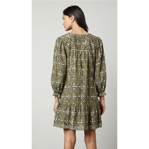 Velvet by Graham & Spencer Katarina Hunter Green Printed Boho Dress Pockets S - Picture 13 of 13